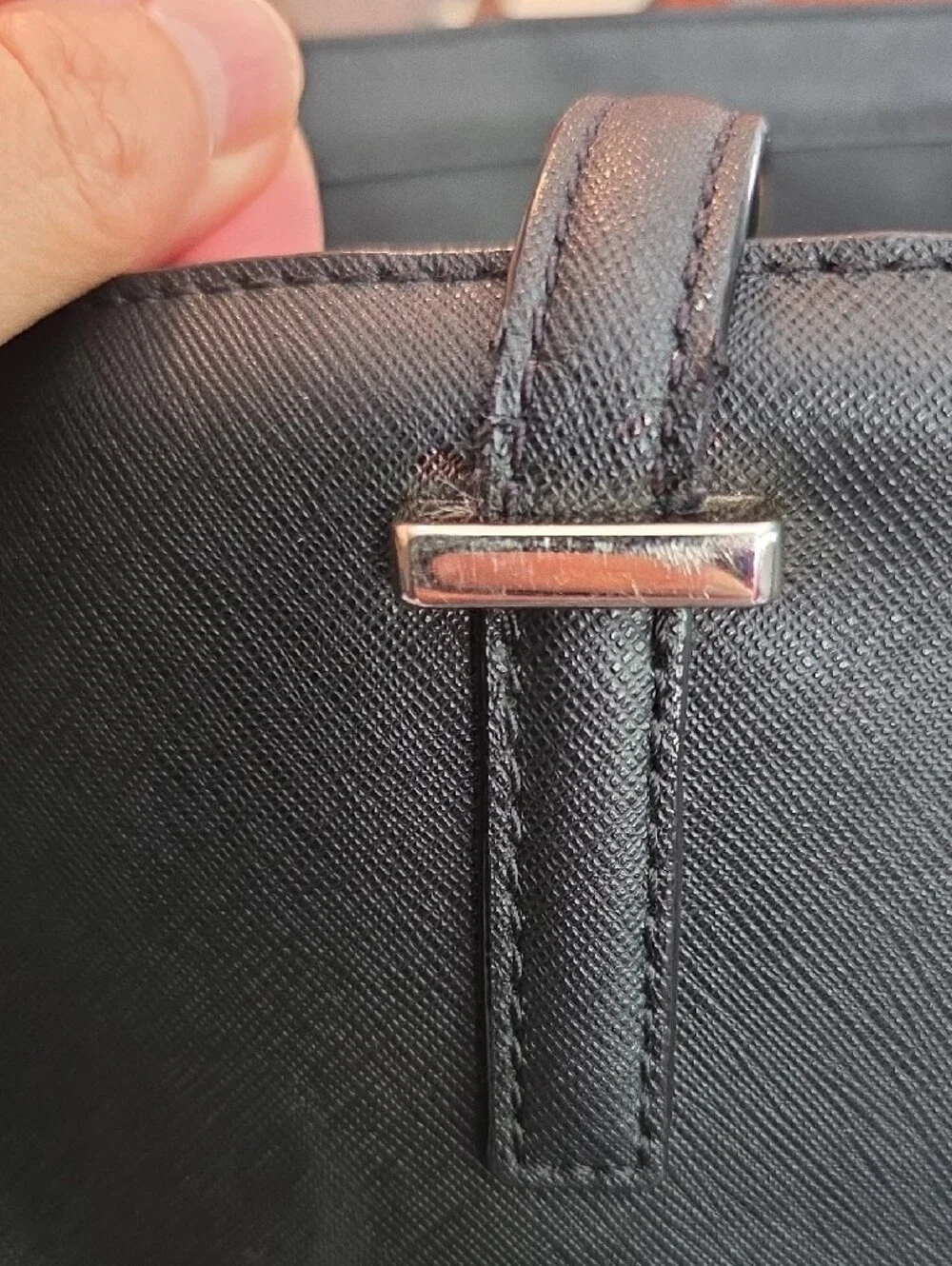 kate spade Black and Cream Center-Stripe Leather Tote